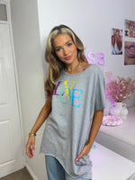 Load image into Gallery viewer, Pastel Love Slogan Oversized Sleeveless Top In Grey
