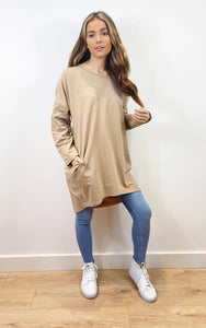 Oversized Sweatshirt Dress In Coffee