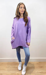 Load image into Gallery viewer, Oversized Sweatshirt Dress In Lilac
