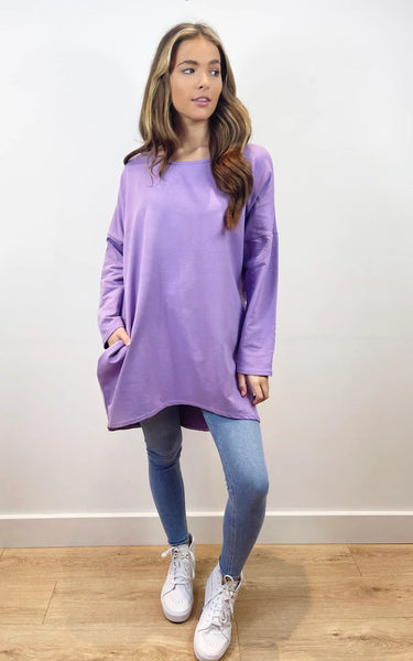 Oversized Sweatshirt Dress In Lilac – Love