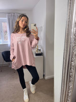 Load image into Gallery viewer, Dream Plan Do Slogan Sweat Tunic In Pink
