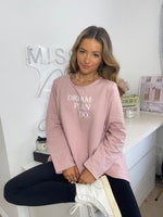 Carica l&#39;immagine nel visualizzatore di Gallery, Dream Plan Do Slogan Sweat Tunic In Pink
